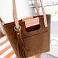 Utility Tote in Tobacco and Vachetta Leather