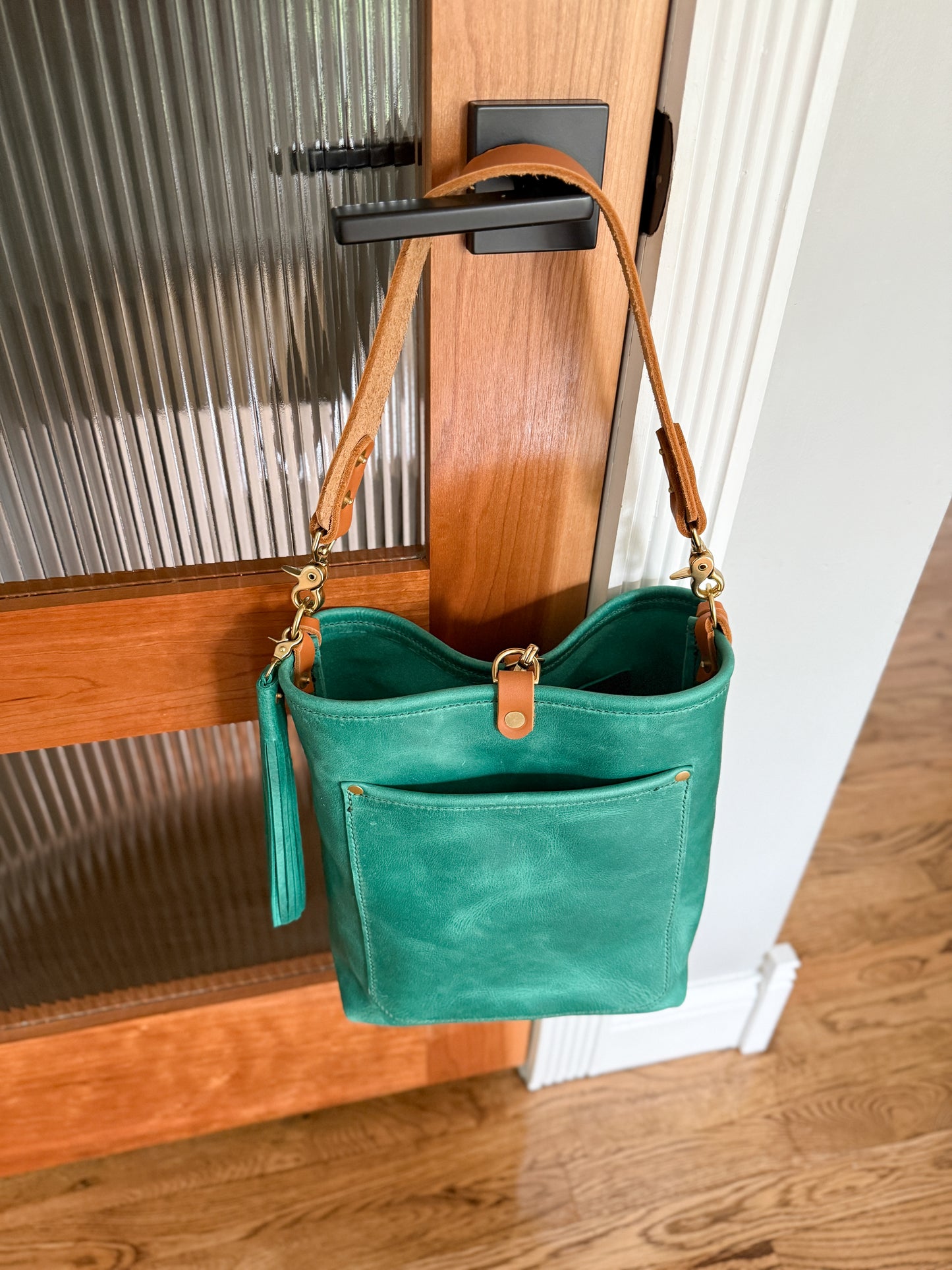 Bennett Bucket in Teal Full Grain Leather