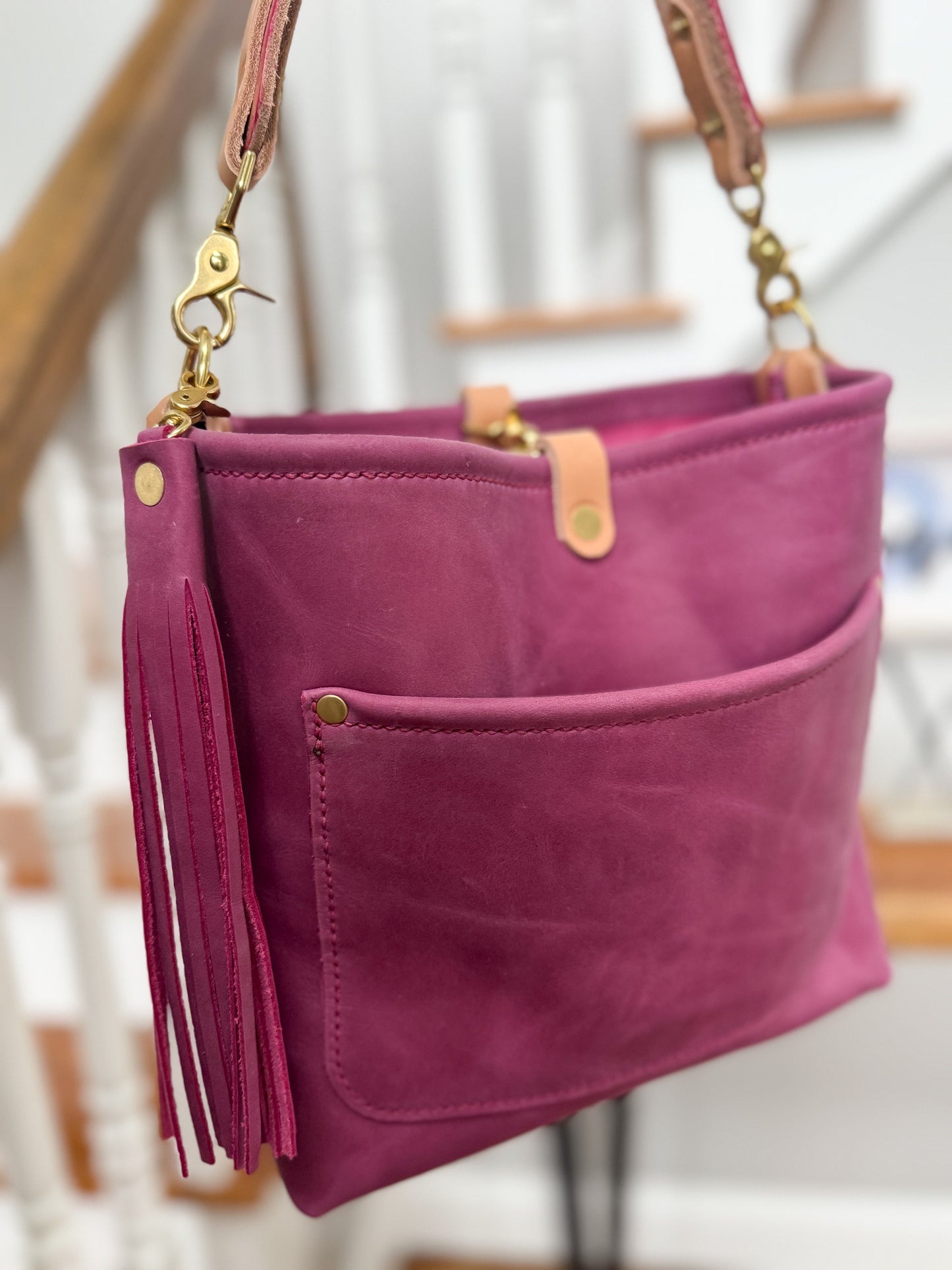 Bennett “shorty” Bucket in Electric Pink Full Grain Leather