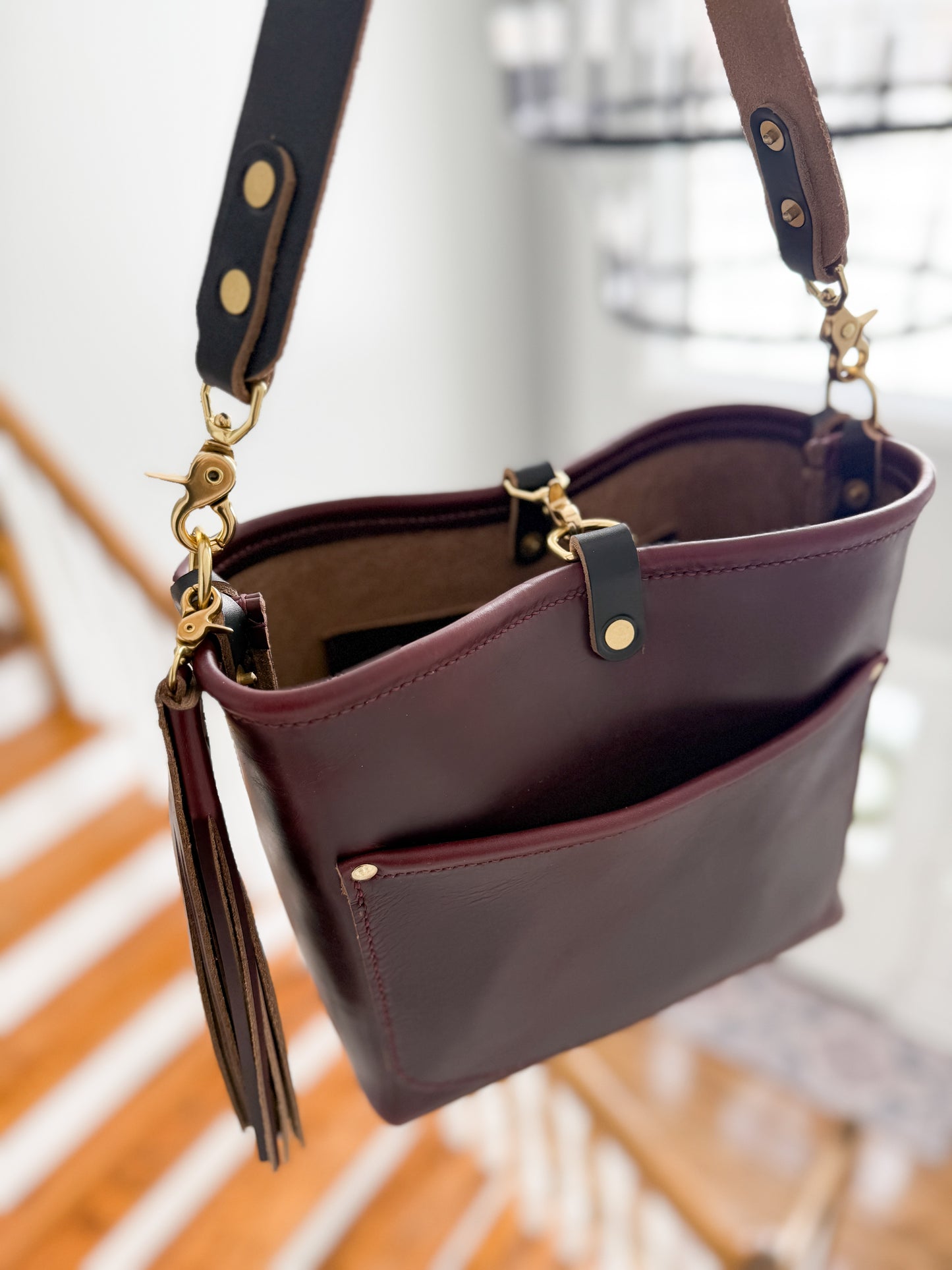 Bennett “shorty” Bucket in Horween Black Cherry Chromexcel