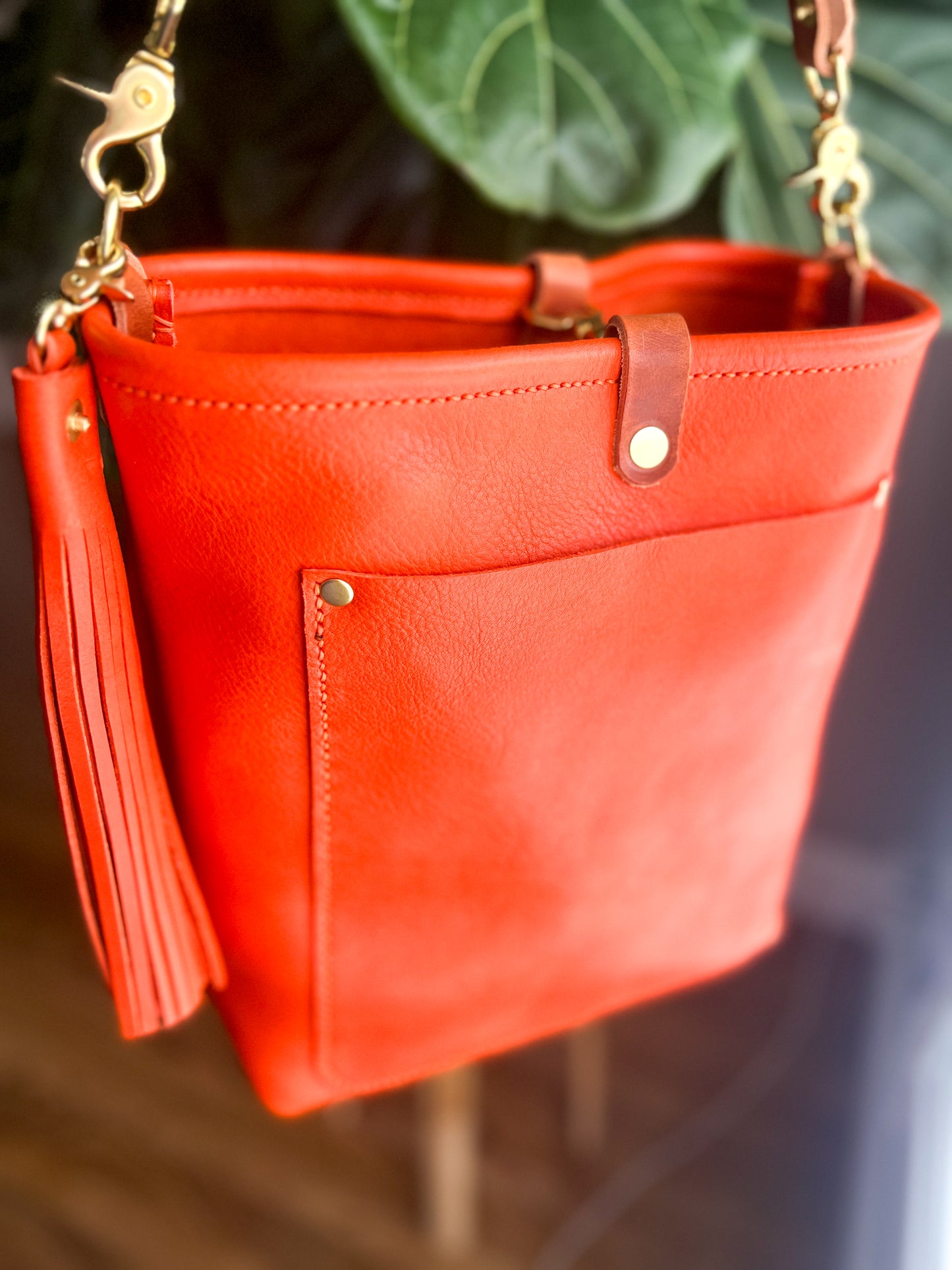Bennett Bucket in Mandarin Vachetta