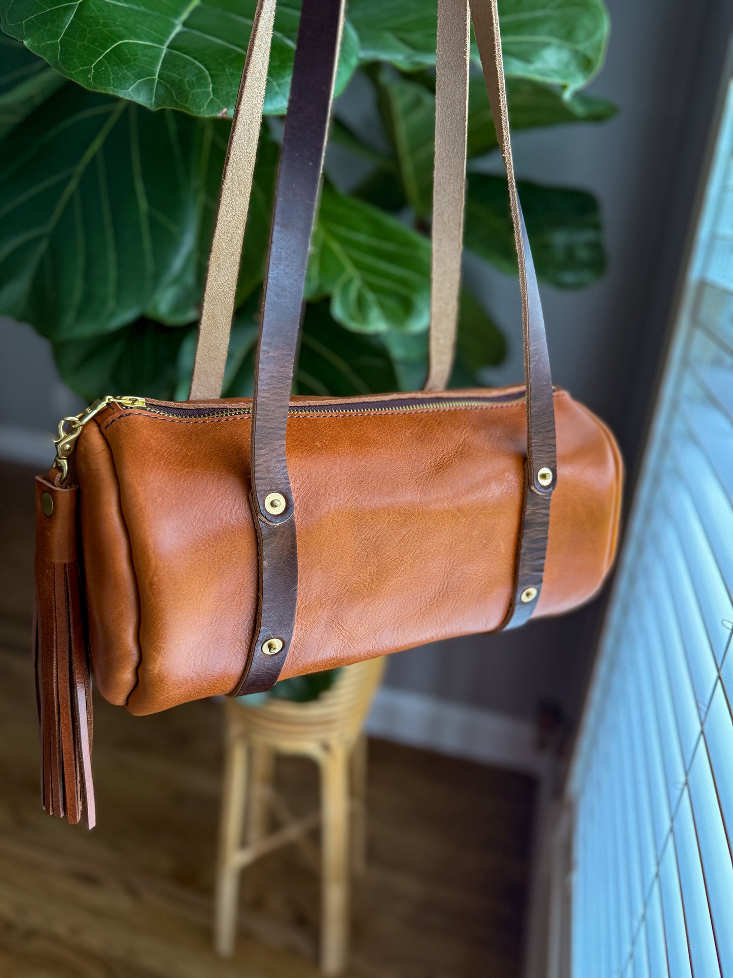 Bren Barrel in Toffee Vegetable Tanned Leather
