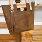Utility Tote in Tobacco and Vachetta Leather