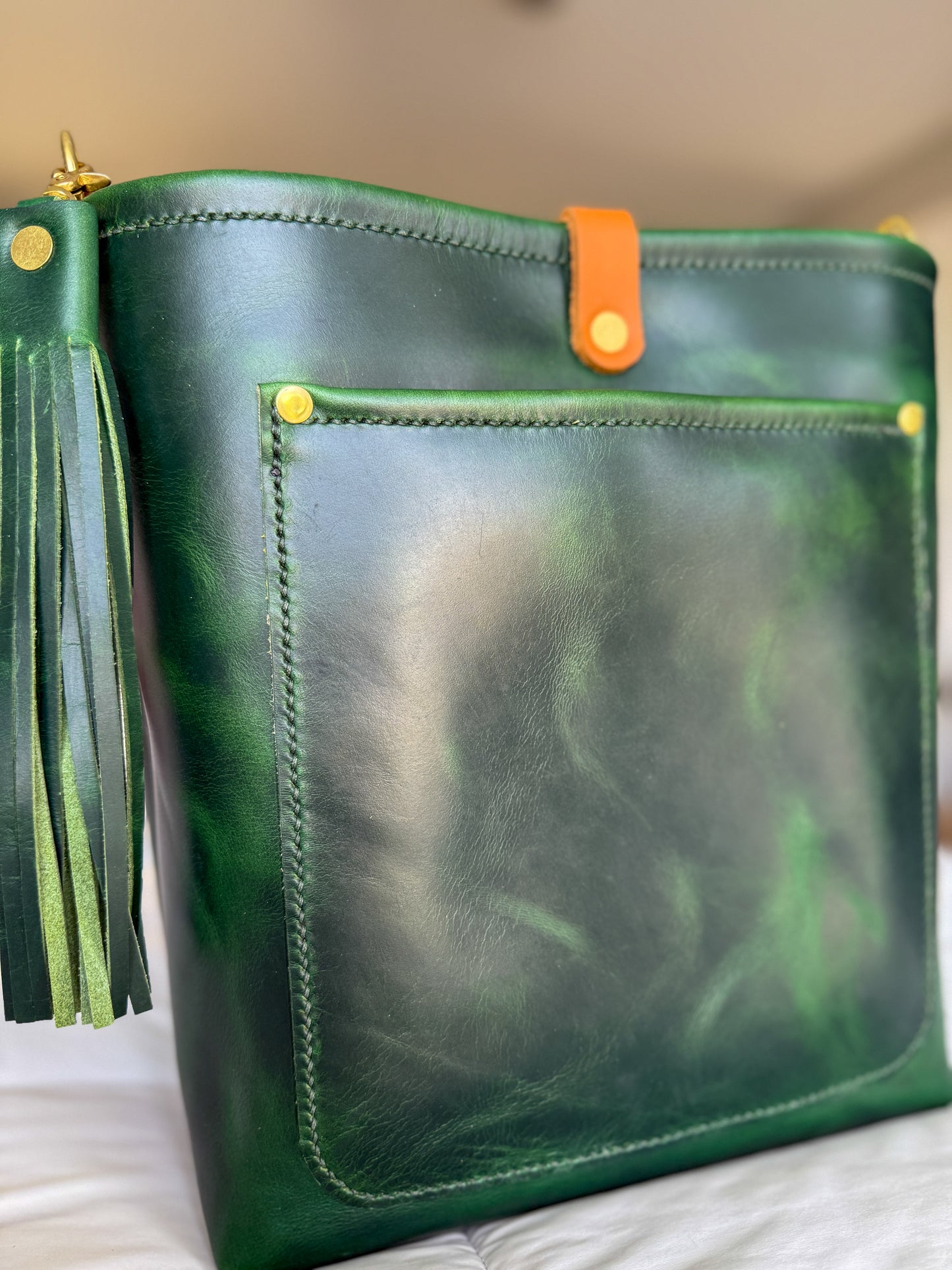 Bennett Bucket in Emerald Horween Puttman Leather