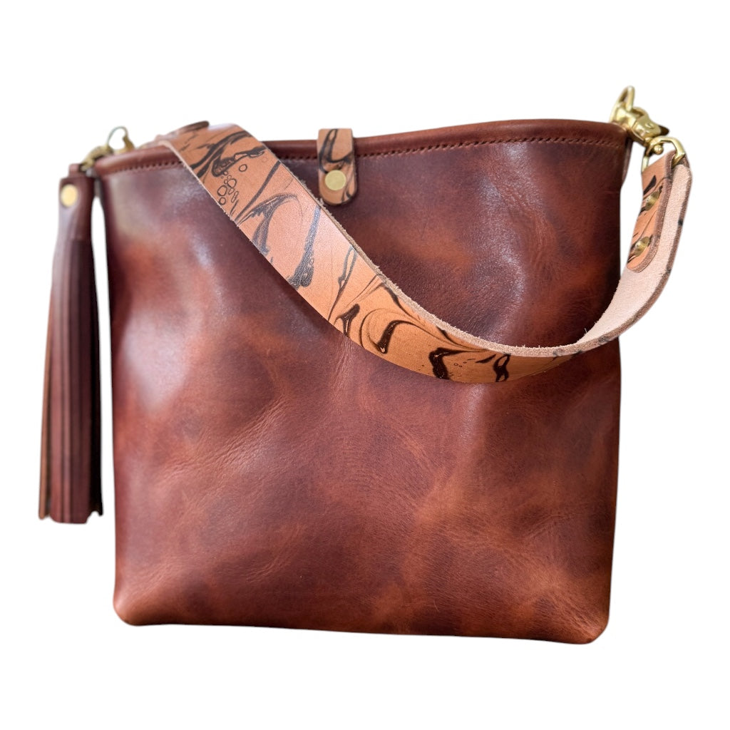 Hobo Bucket in Horween Brown Nut Dublin w/Candy Strap