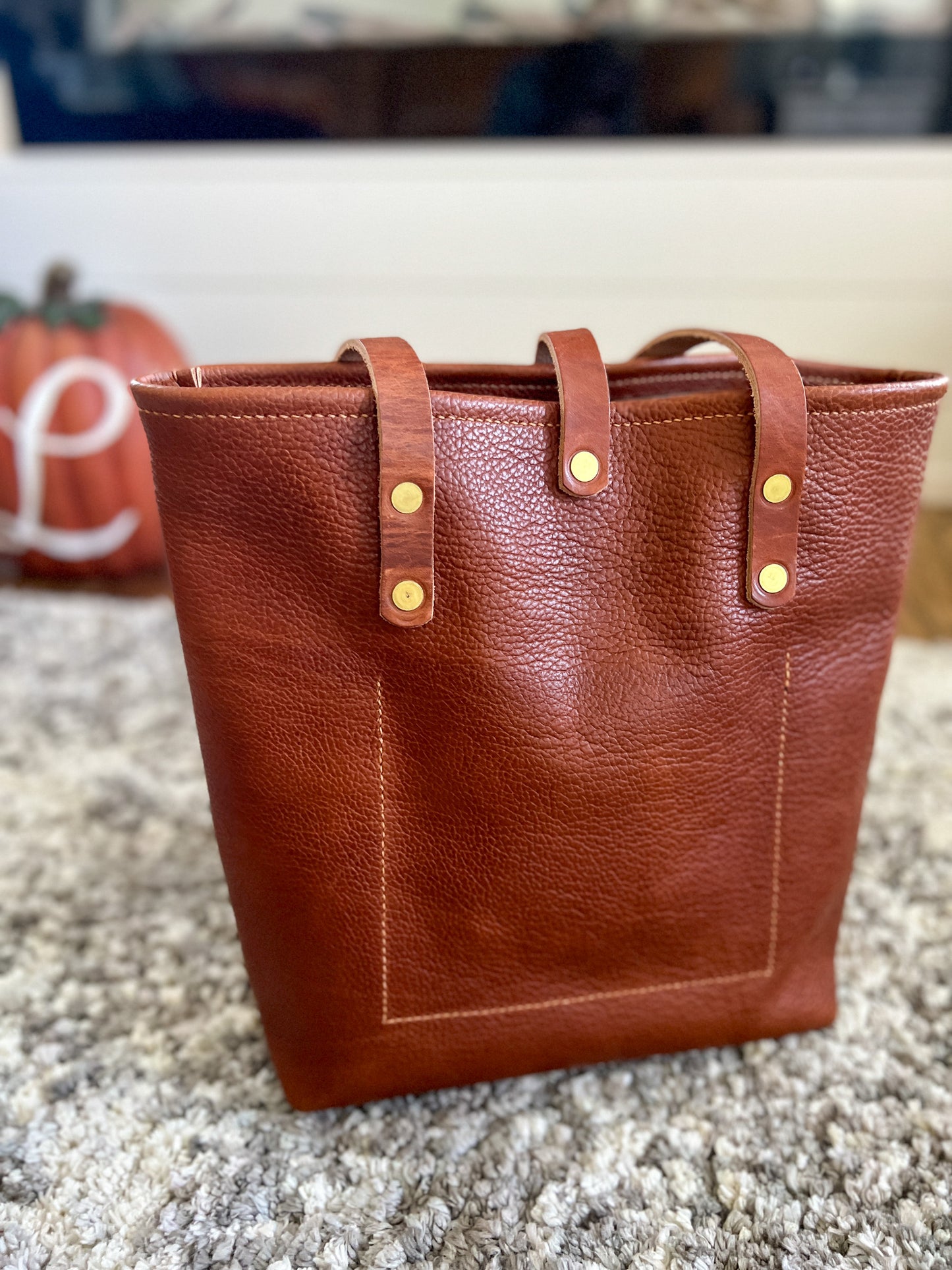 Tall Tote in Horween Montana Cognac