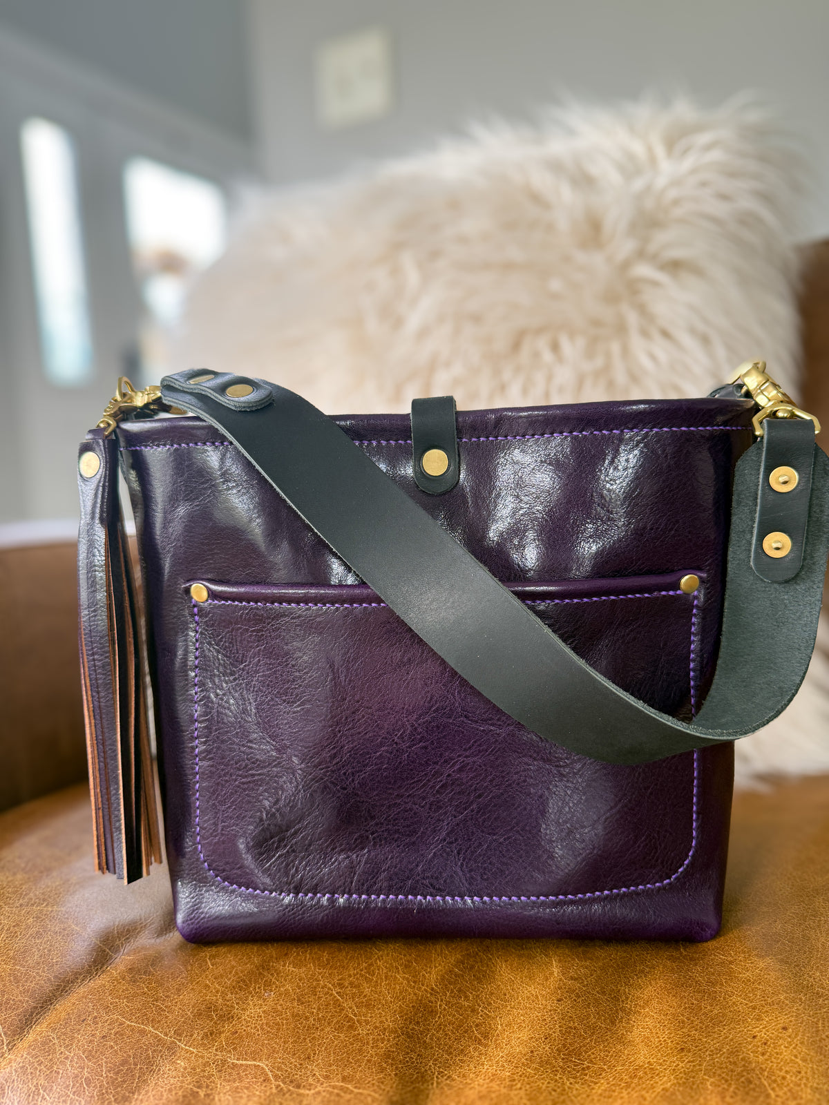 Bennett “shorty” Bucket in Eggplant Cuoio Italian Leather