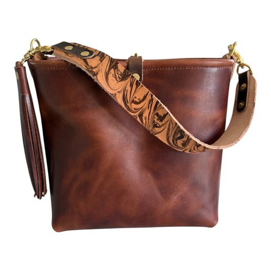 Hobo Bucket in Horween Brown Nut Dublin w/Candy Strap