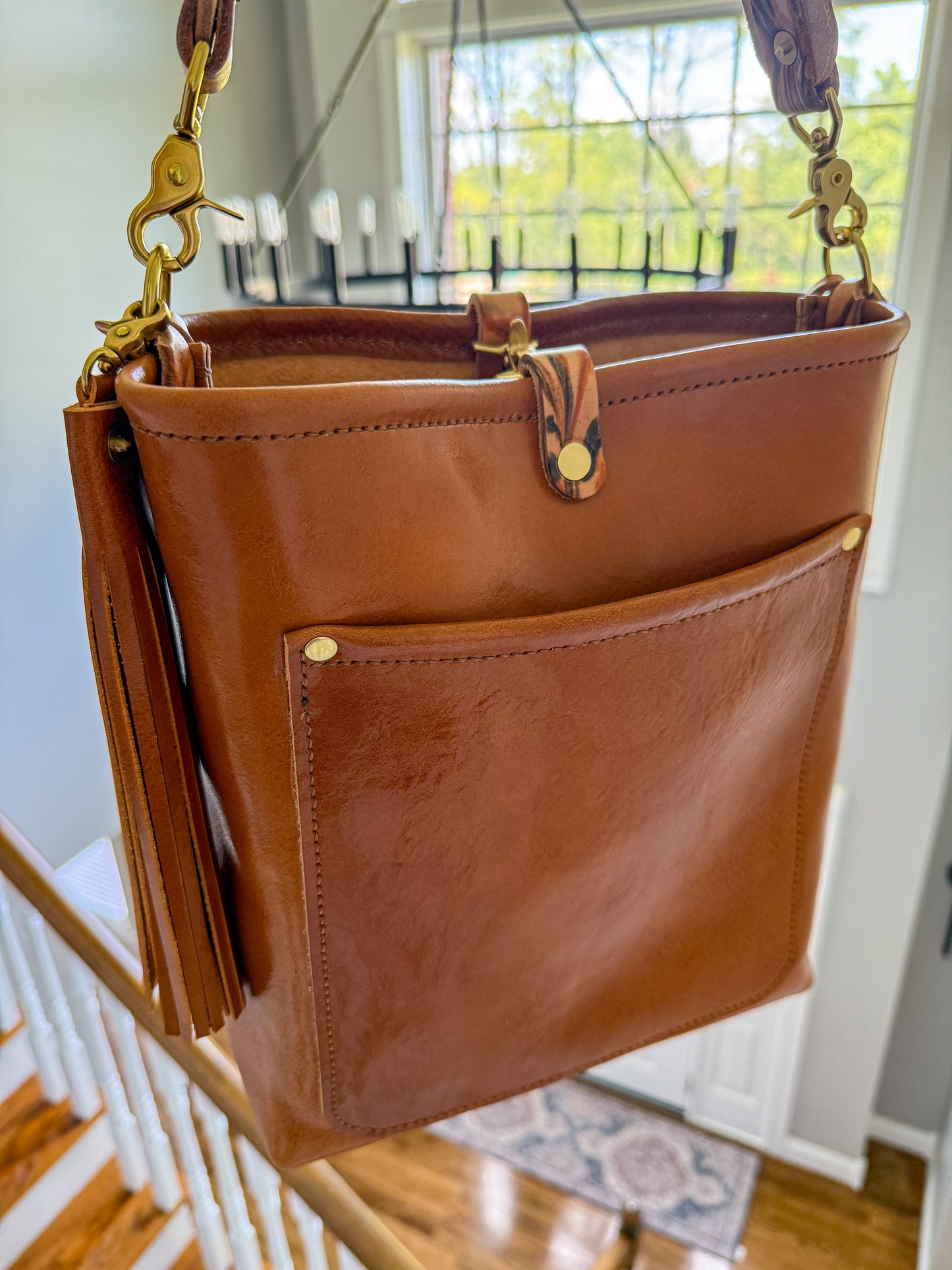 Bennett Bucket in Miel Cuoio Italian Leather w/Candy Strap