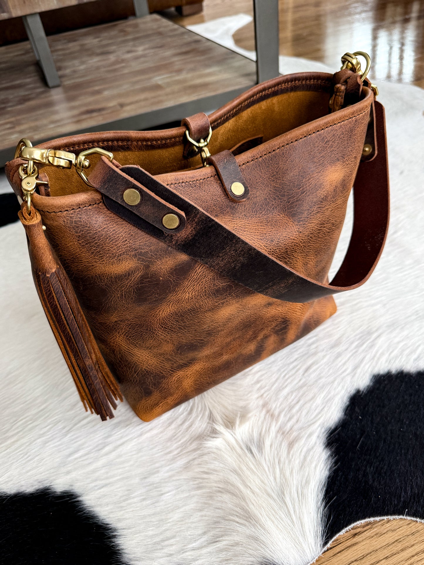 Hobo Bucket in Old Soul Full Grain Leather