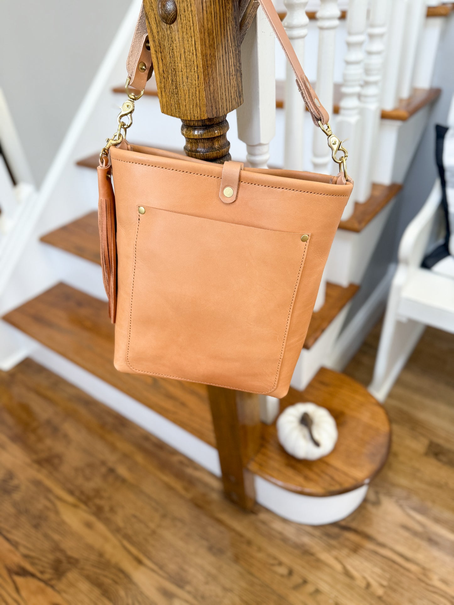 Bennett Bucket in Natural Vachetta (non-milled)
