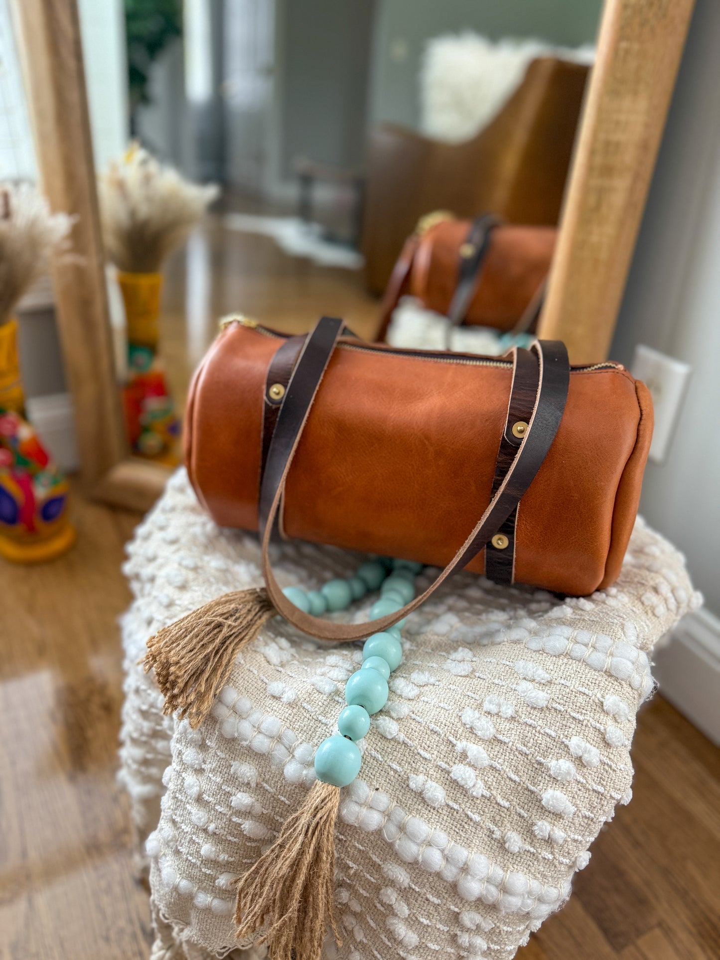 Bren Barrel in Toffee Vegetable Tanned Leather