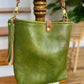 Hobo Bucket in Green Vegetable Tanned Full Grain Leather