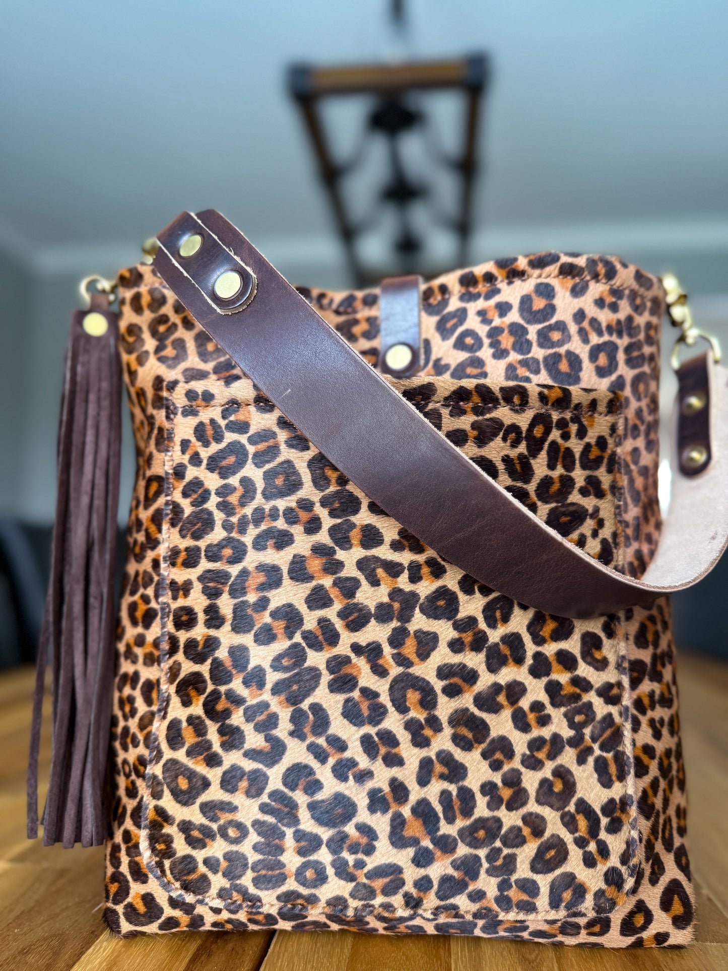 Bennett Bucket in Hair on Hide Cowhide