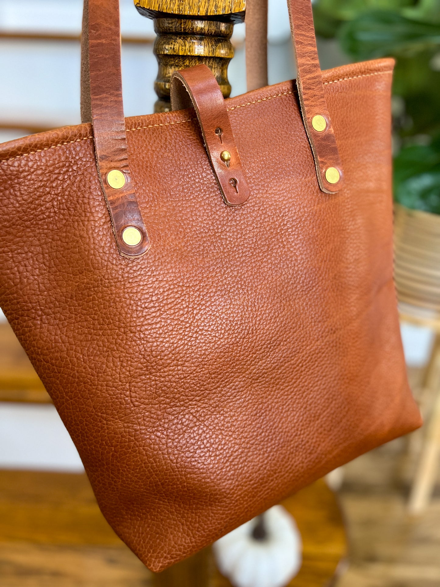 Tall Tote in Horween Montana Cognac