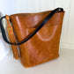Bennett Bucket in Italian Honey Saffron Vegetable Tanned Leather