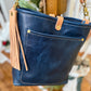 Bennett Bucket in Horween Cobalt Derby Veg Tan Leather