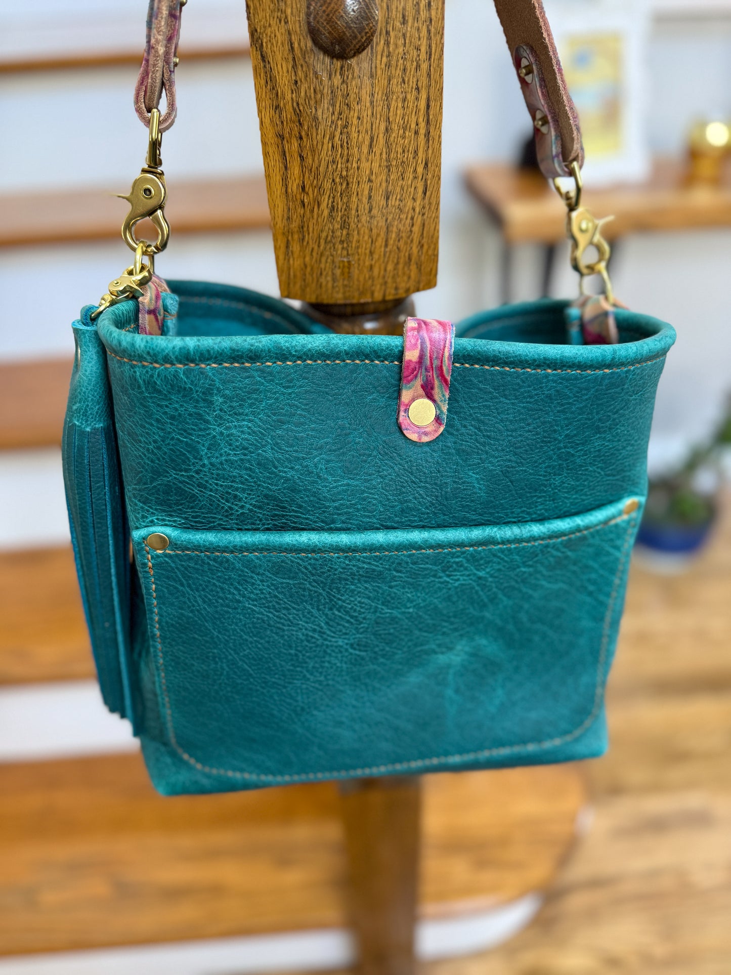 Bennett “shorty” Bucket in Blue Moon Bison w/Candy Strap