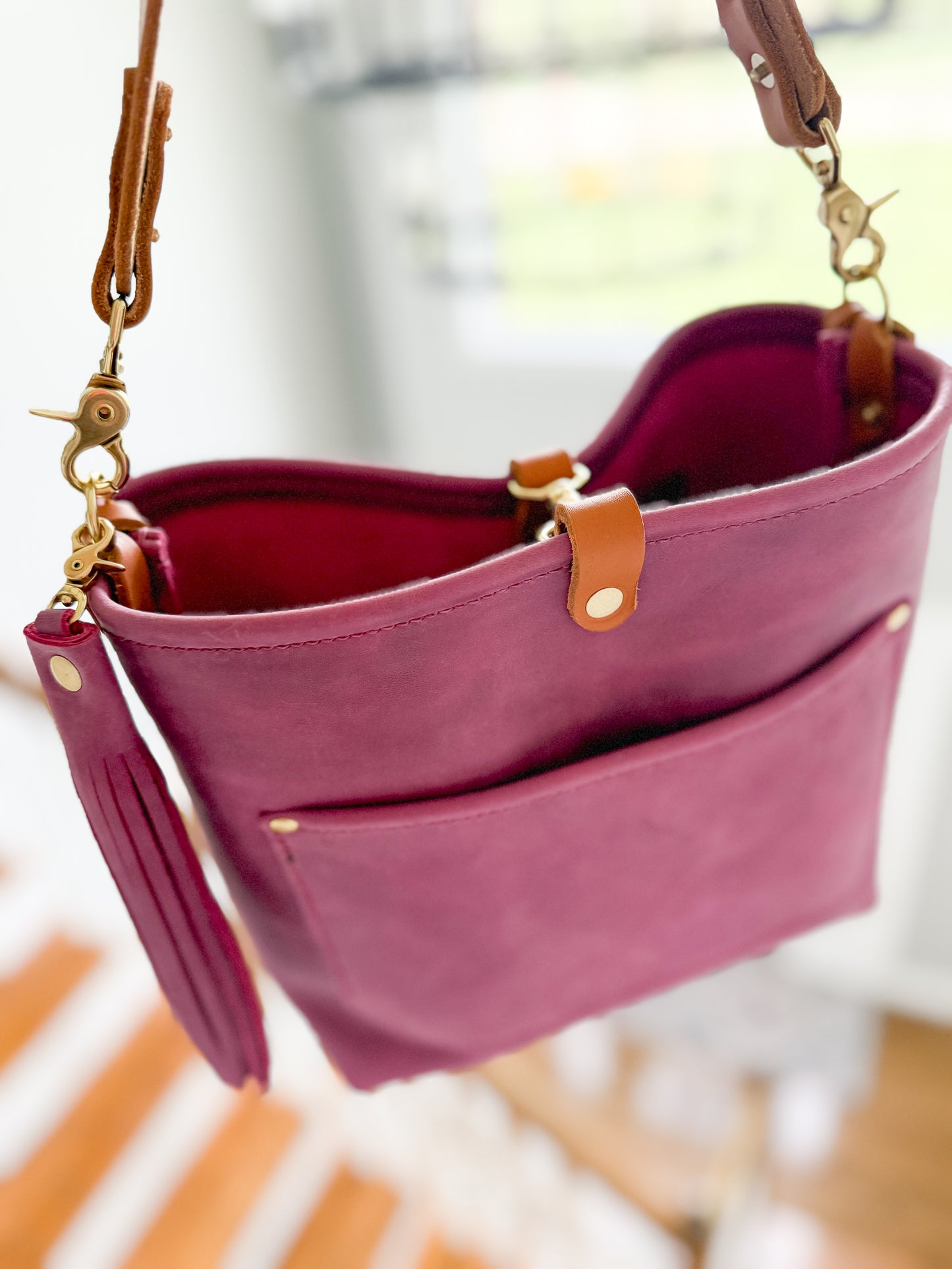 Bennett “shorty” Bucket in Electric Pink Full Grain Leather