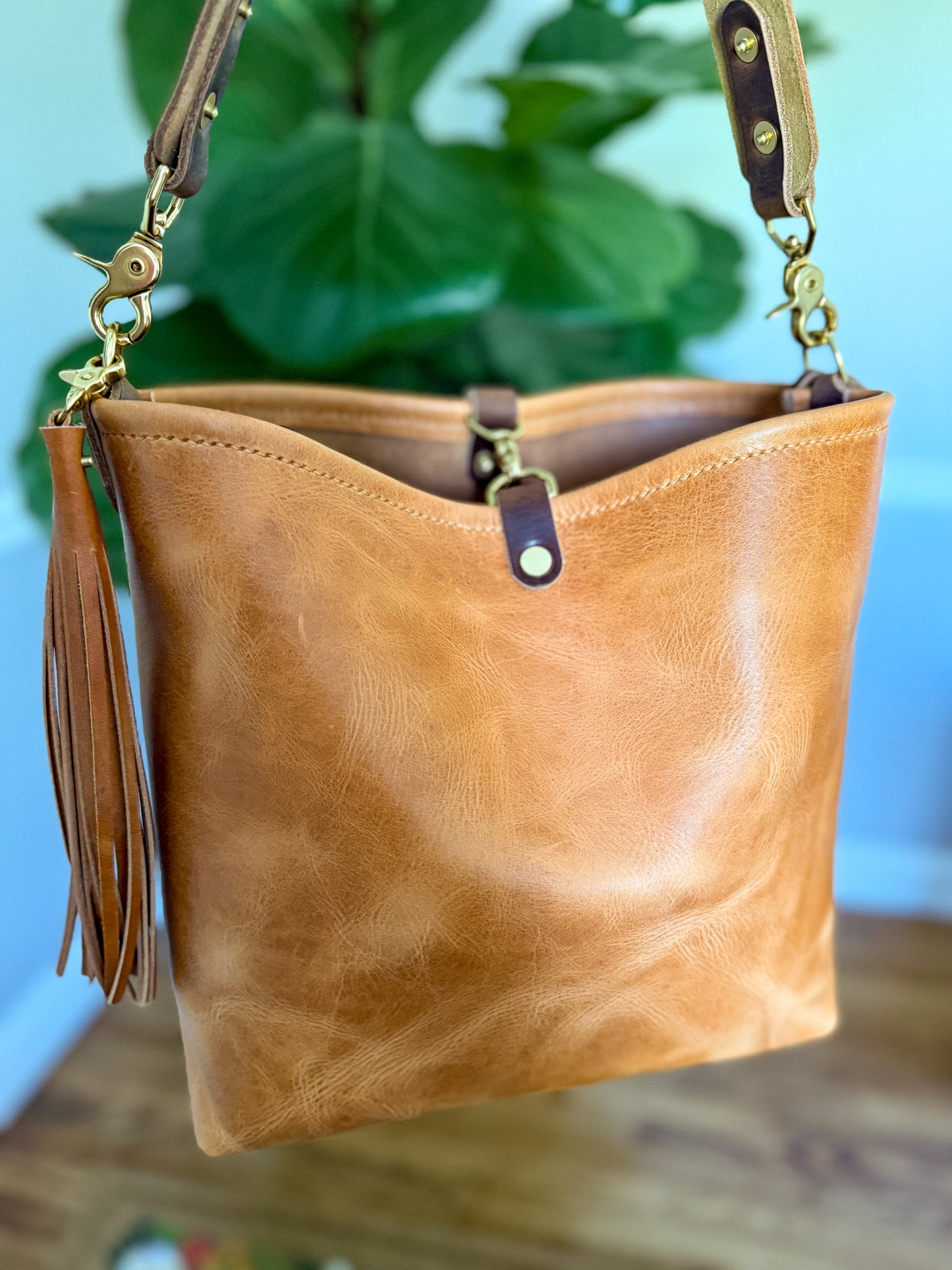 Hobo Bucket in Light Natural Horween Derby