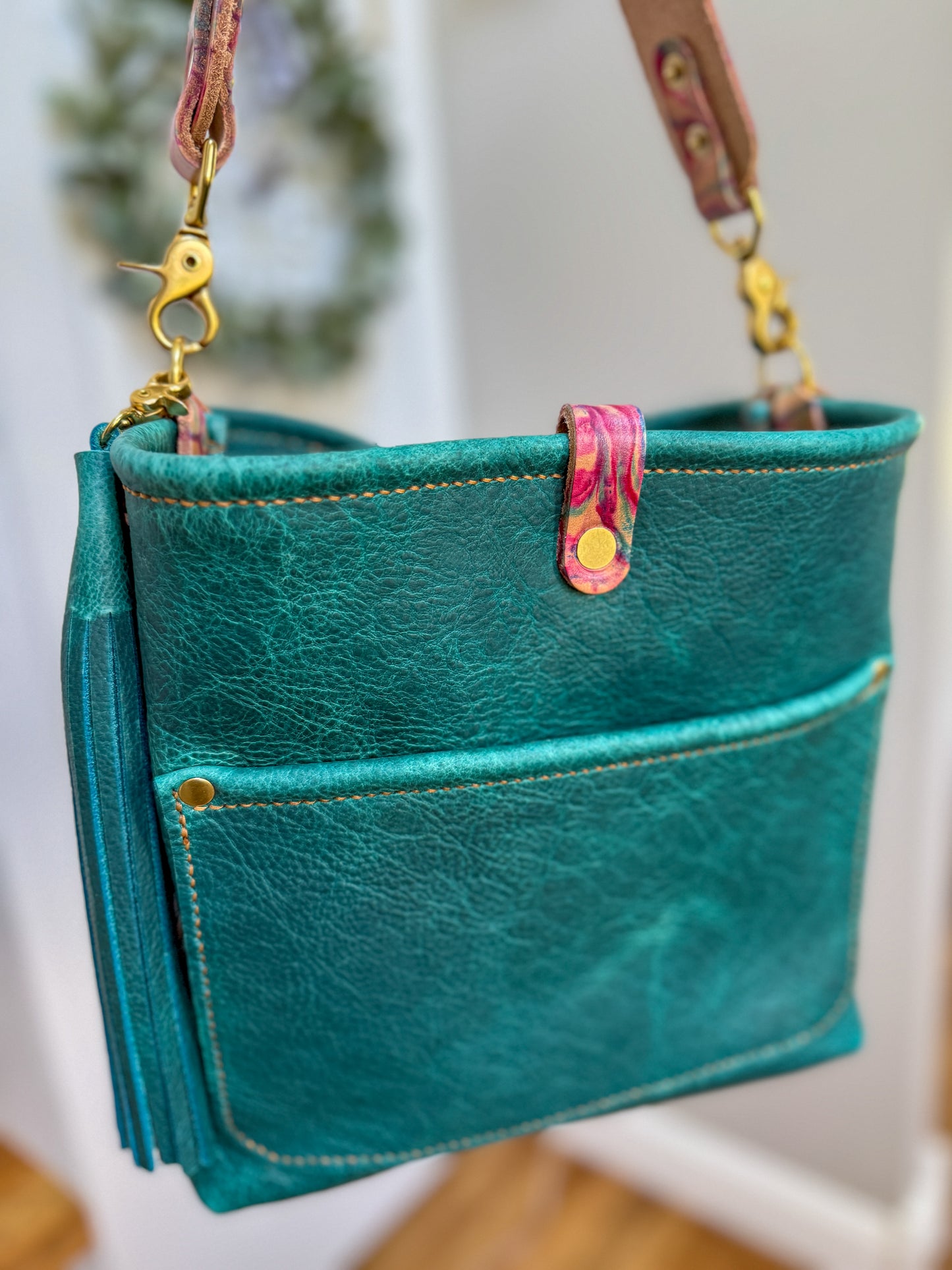 Bennett “shorty” Bucket in Blue Moon Bison w/Candy Strap