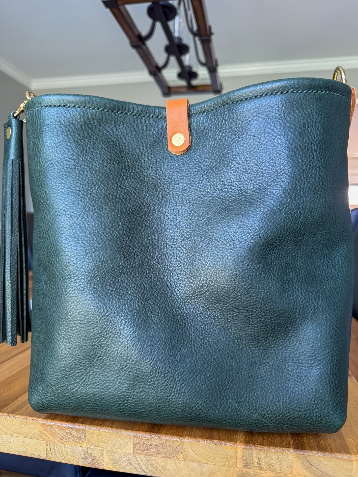 Hobo Bucket in Evergreen Vachetta