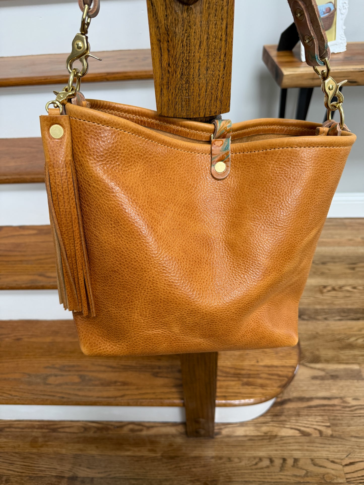 Hobo Bucket in Italian Honey Saffron Vegetable Tan w/Candy Strap