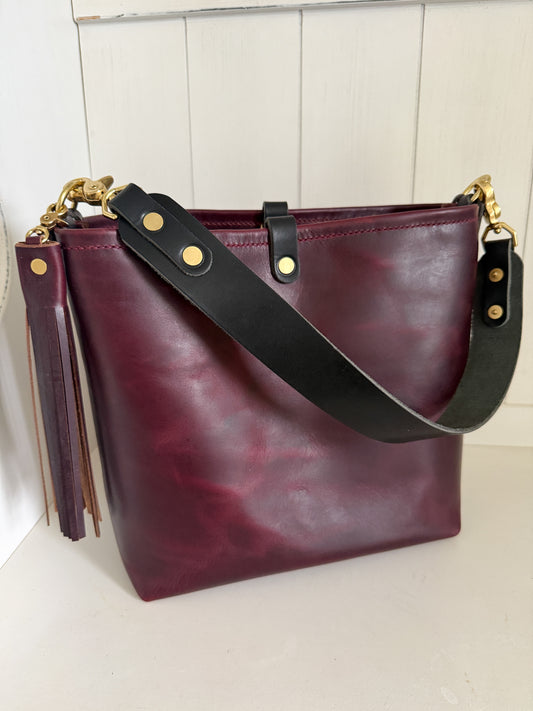 Hobo Bucket in Plum Noir Horween Horse Leather