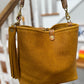 Hobo Bucket in Goldenrod Full Grain Bison w/Candy Strap