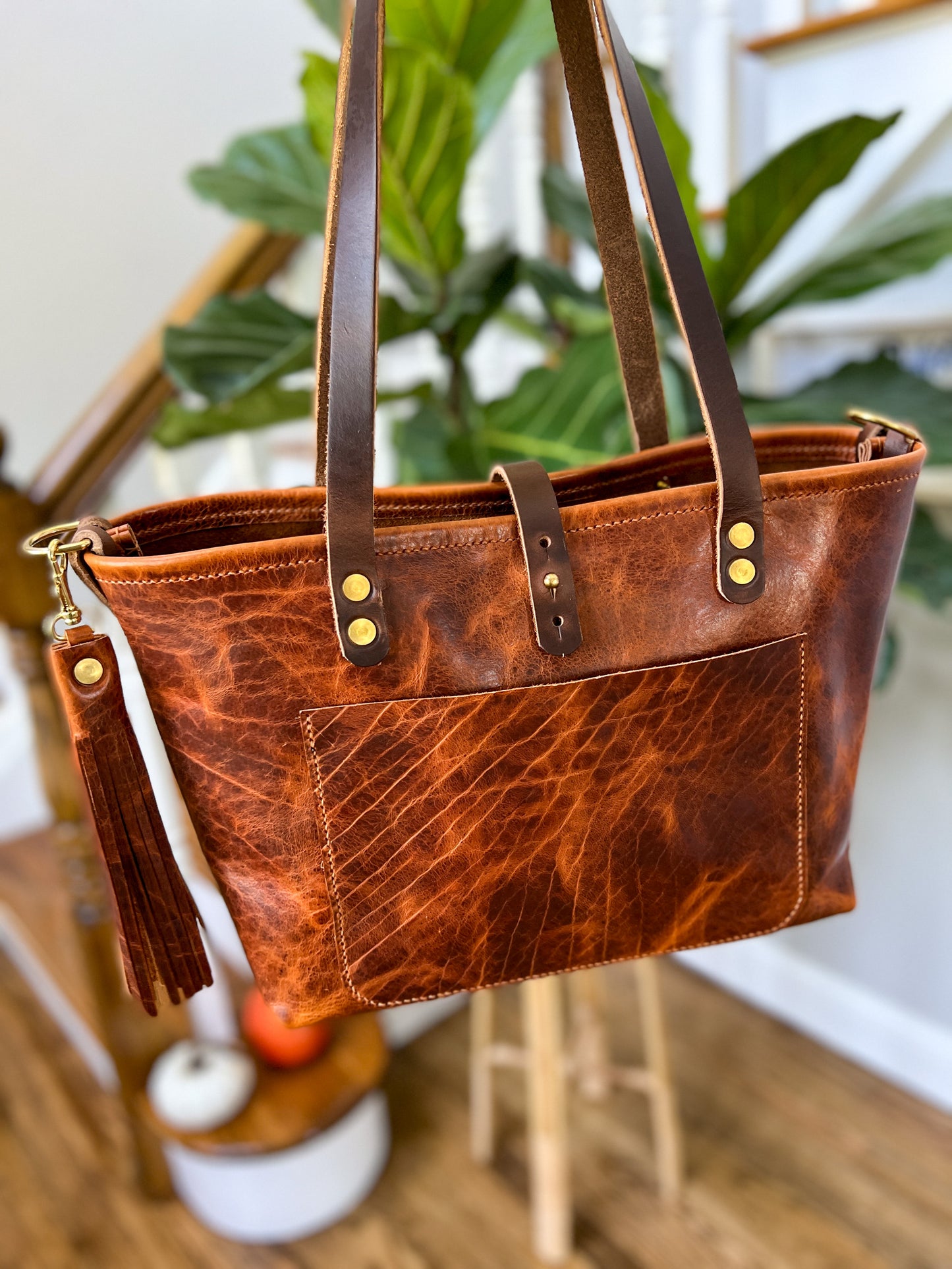 East-West Tote in Maple Glazed Bison