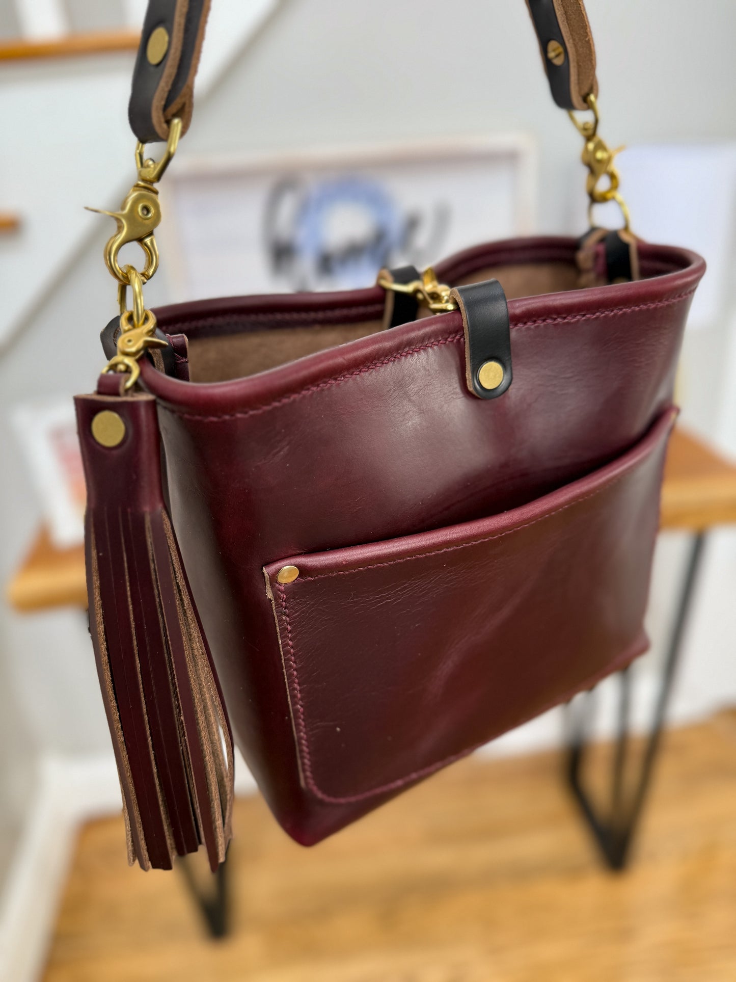 Bennett “shorty” Bucket in Horween Black Cherry Chromexcel