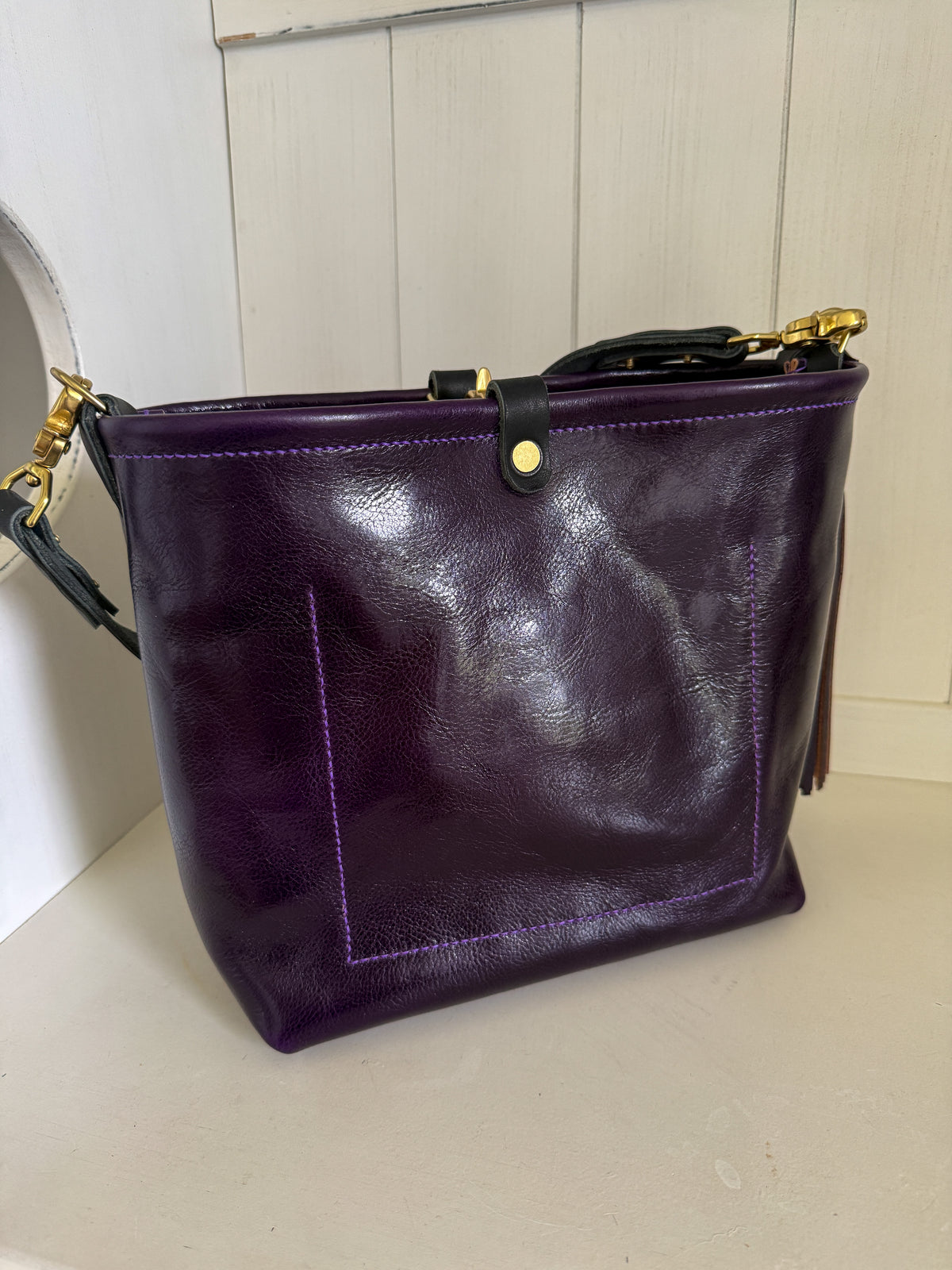 Bennett “shorty” Bucket in Eggplant Cuoio Italian Leather