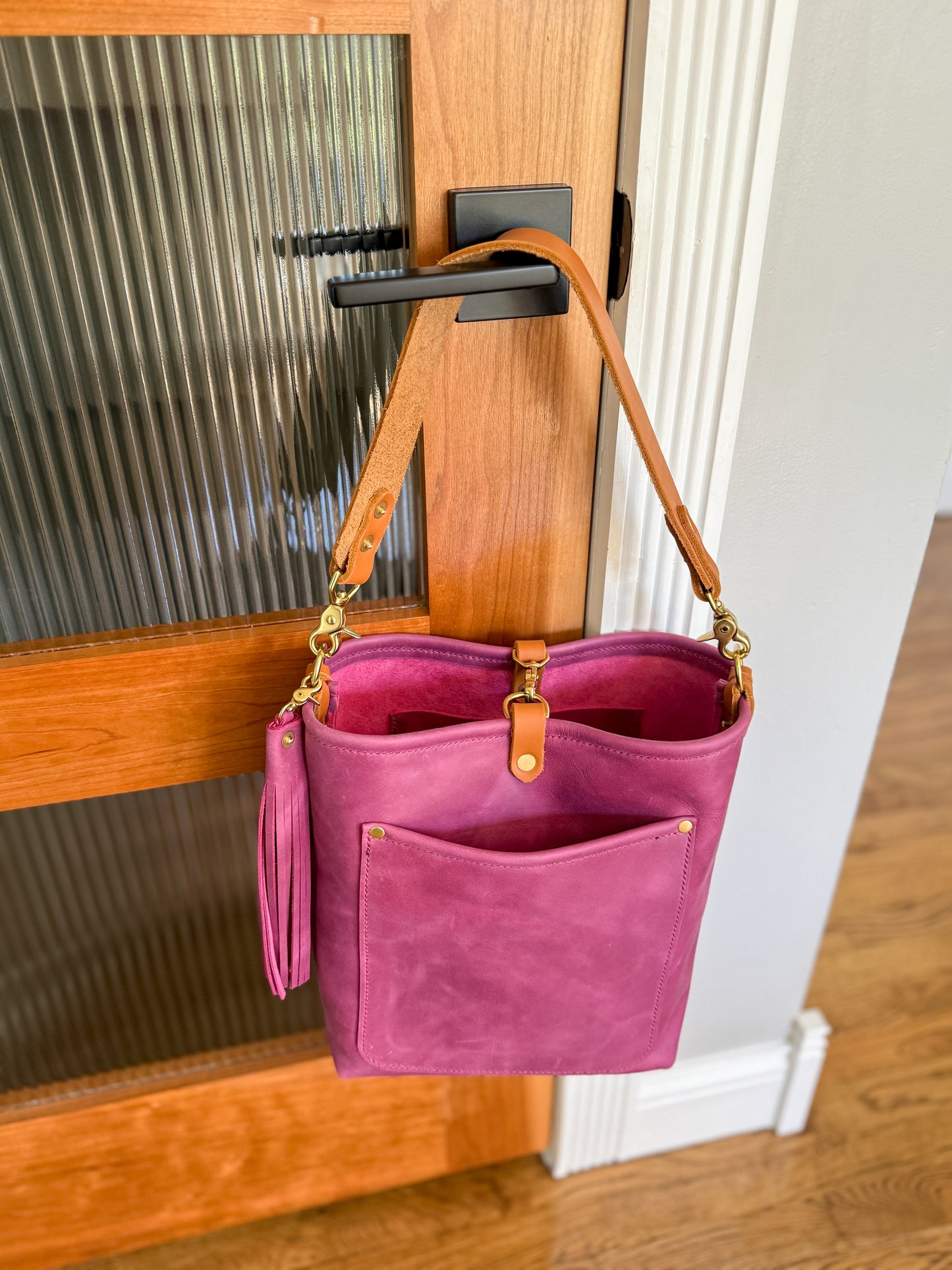 Bennett Bucket in Electric Pink Full Grain Leather