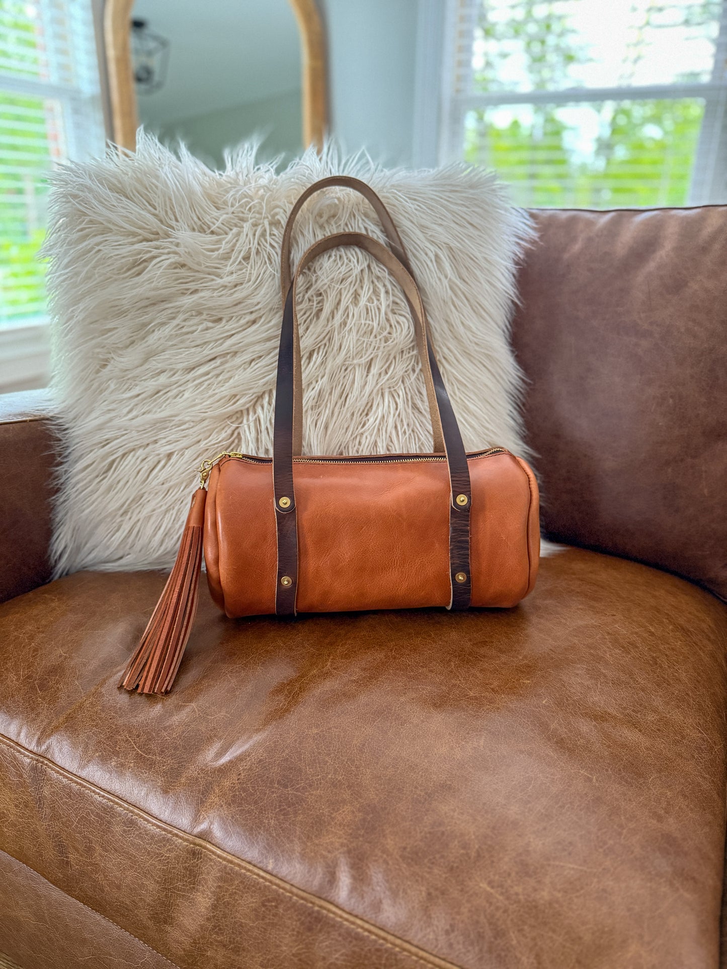 Bren Barrel in Toffee Vegetable Tanned Leather