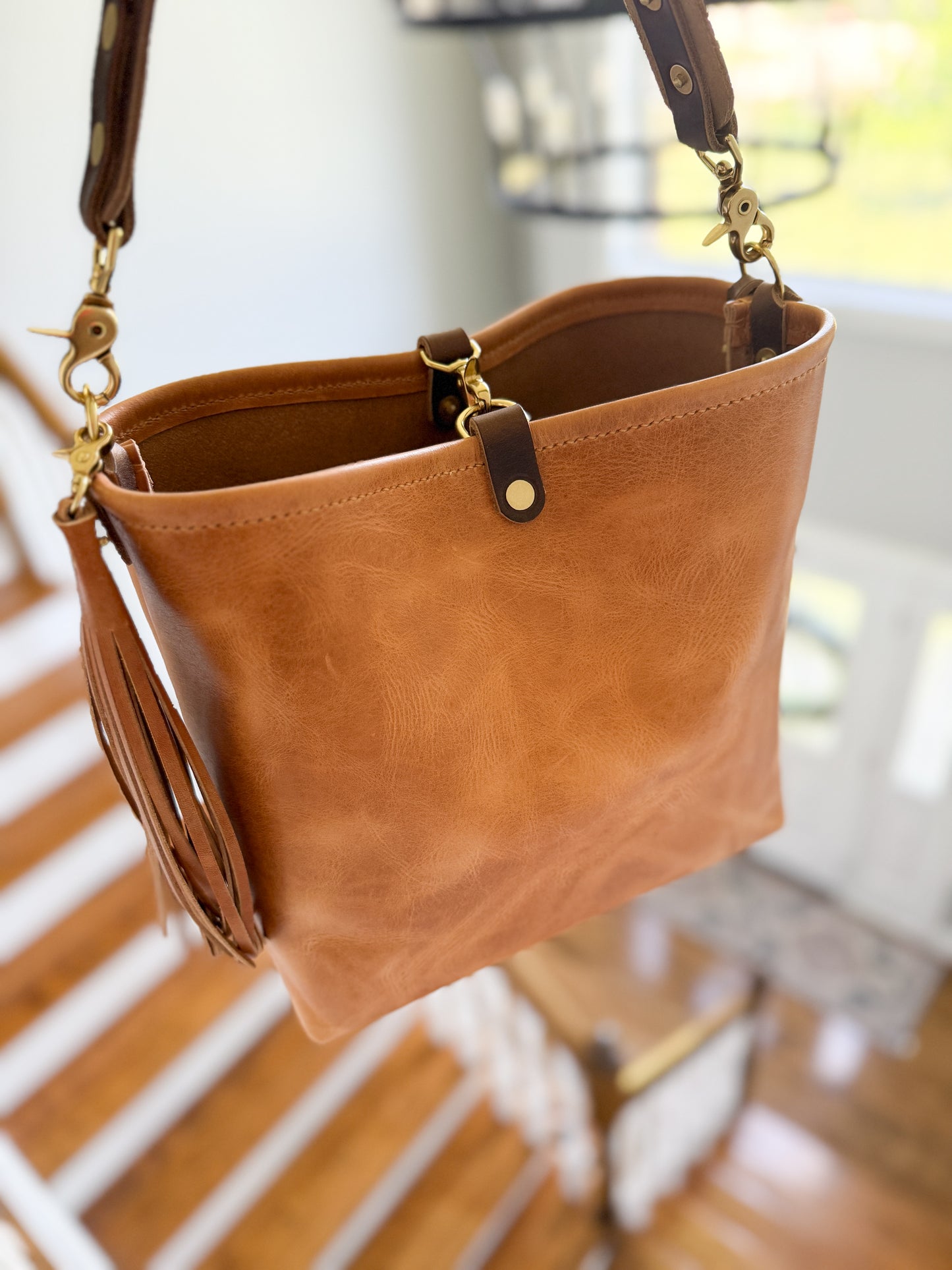 Hobo Bucket in Light Natural Horween Derby