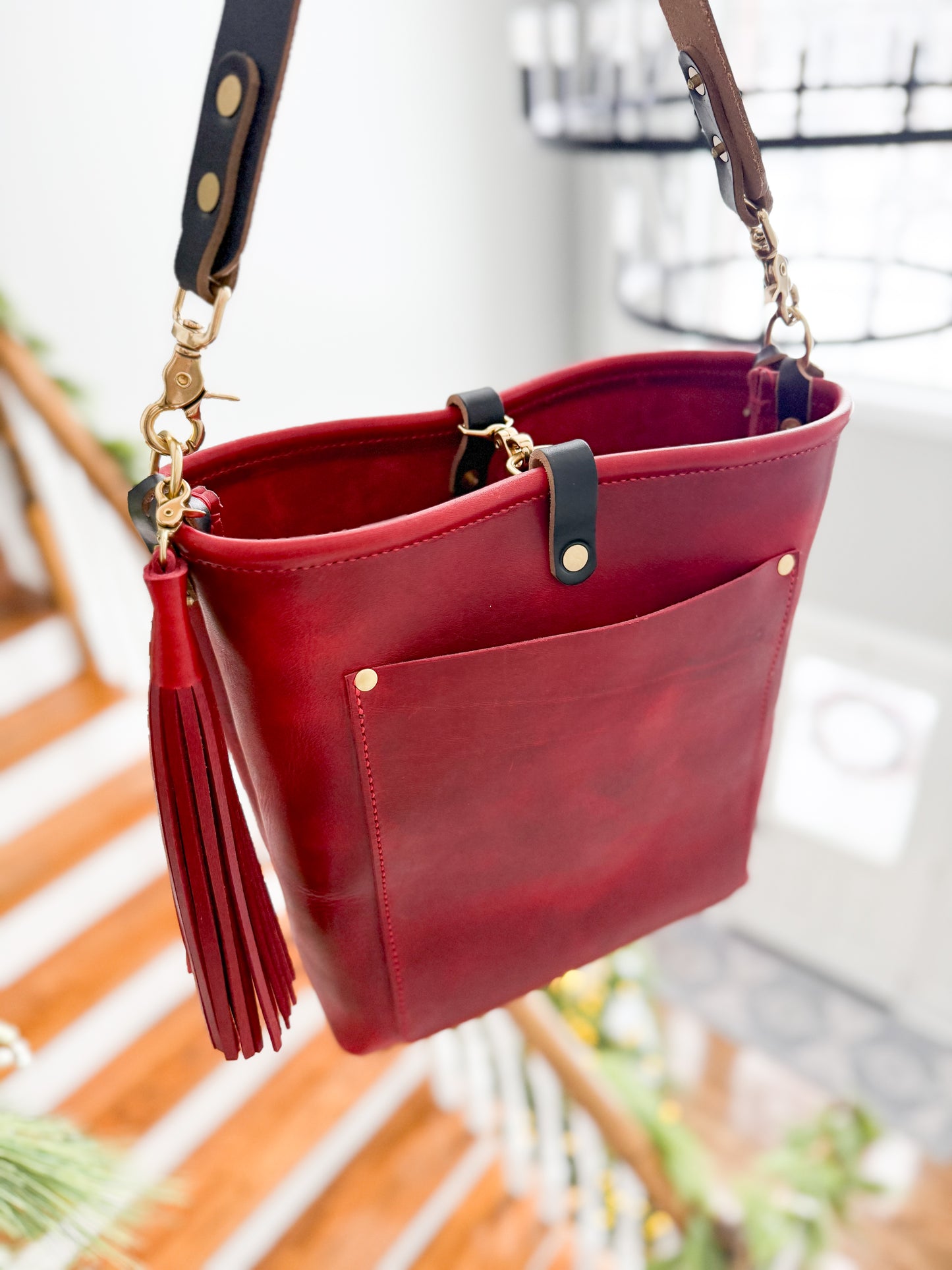 Bennett Bucket in Red Persian Horween Cypress Leather
