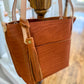 East West Tote in Tawny Full Grain Leather with foot/base