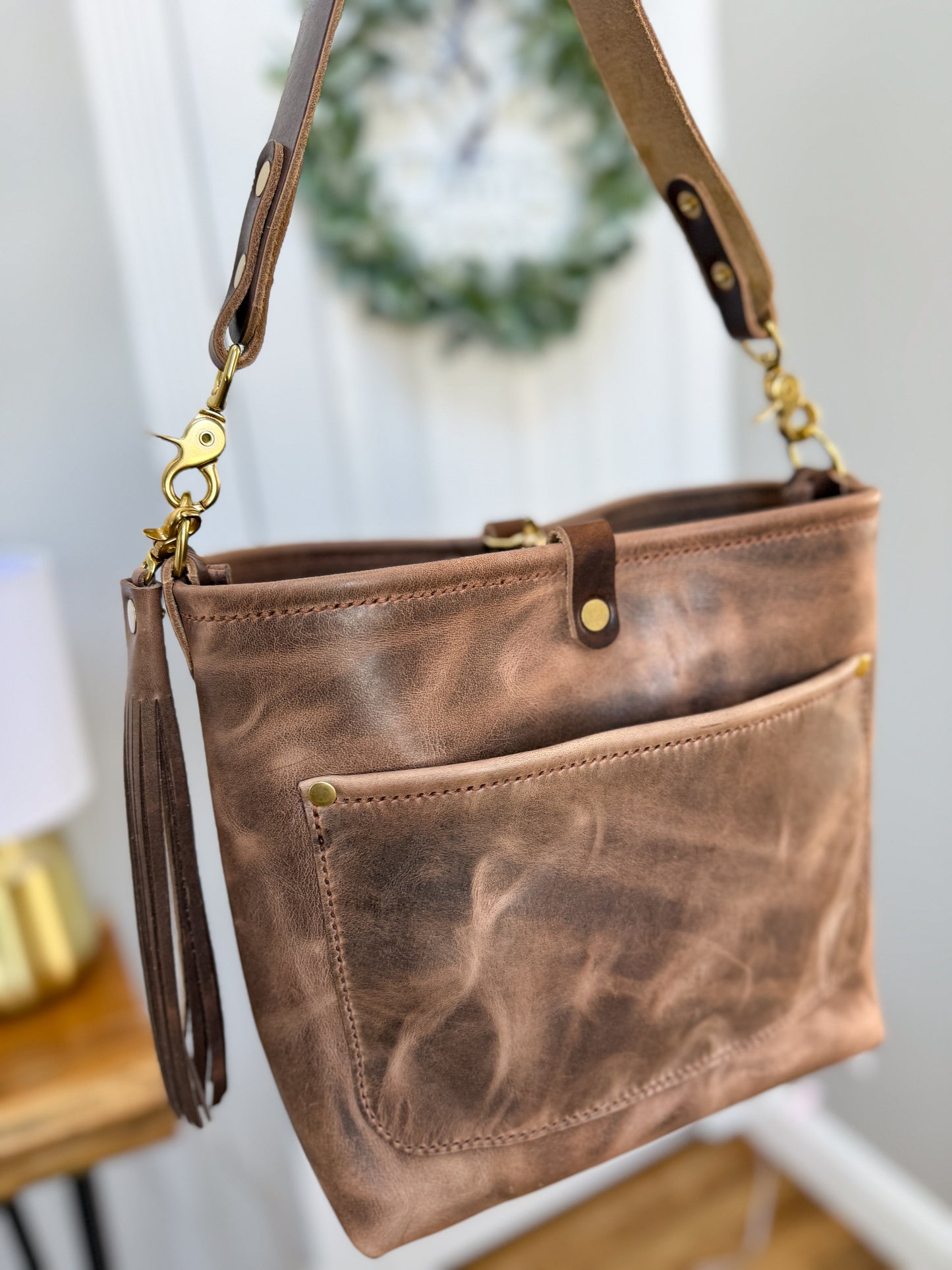 Bennett “shorty” Bucket in Horween Krypto Vetiver Leather