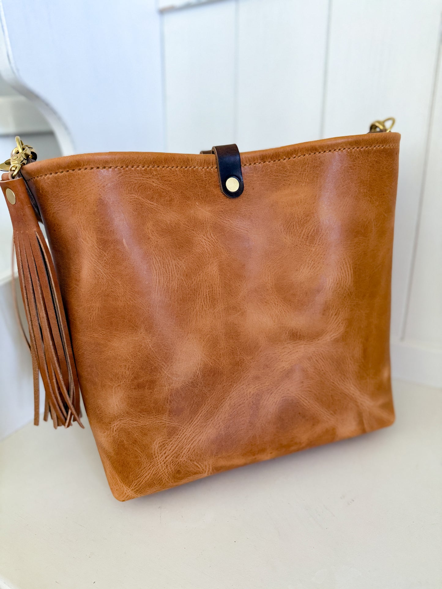 Hobo Bucket in Light Natural Horween Derby