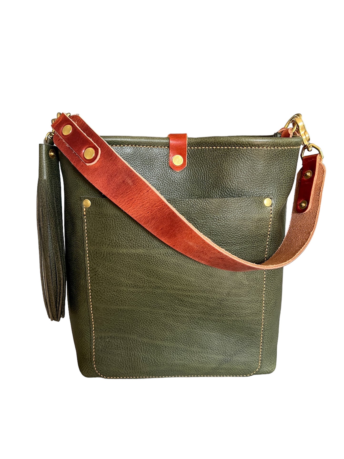 Bennett Bucket in Italian Olive Vachetta Leather