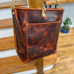 Bennett Bucket in Coffee Full Grain Bison Leather w/Dyed Strap