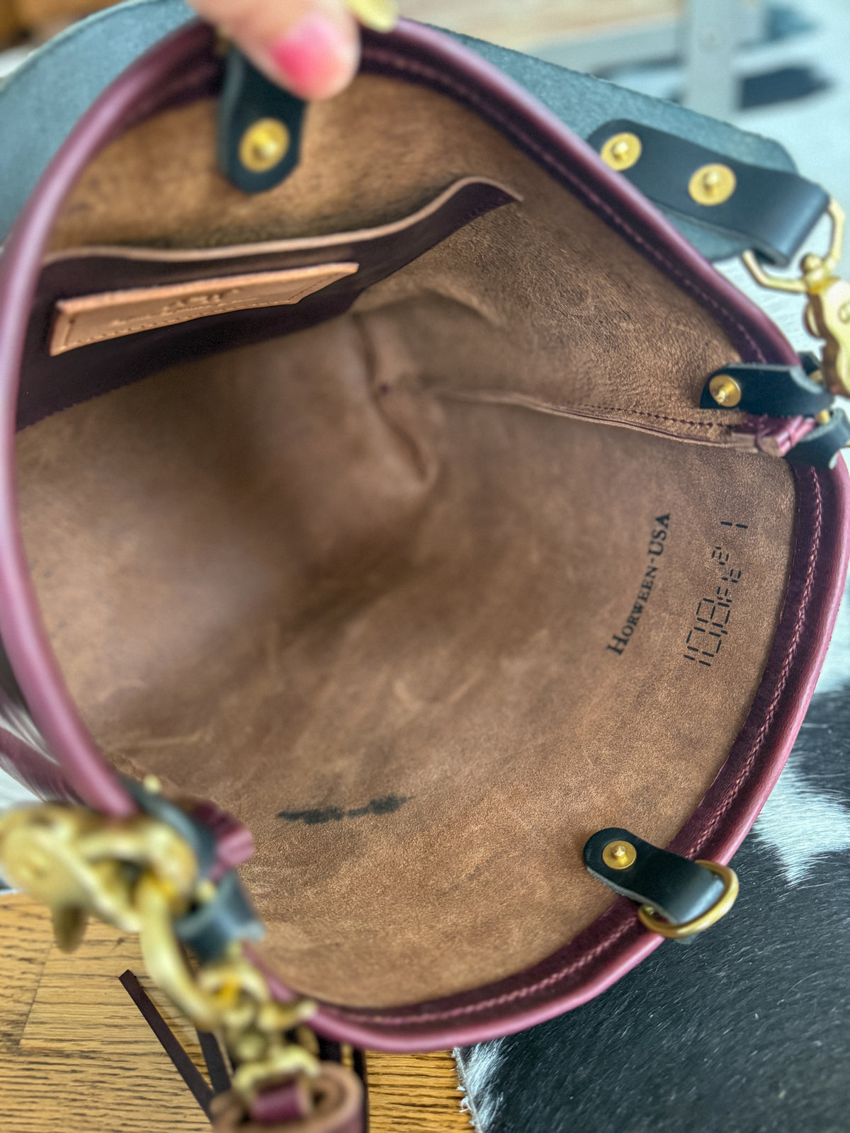 Hobo Bucket in Plum Noir Horween Horse Leather