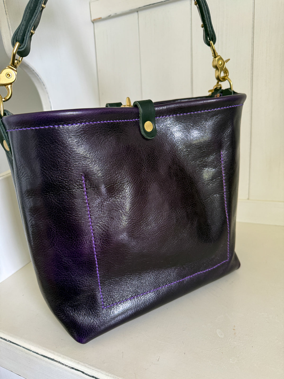 Bennett “shorty” Bucket in Eggplant Cuoio Italian Leather