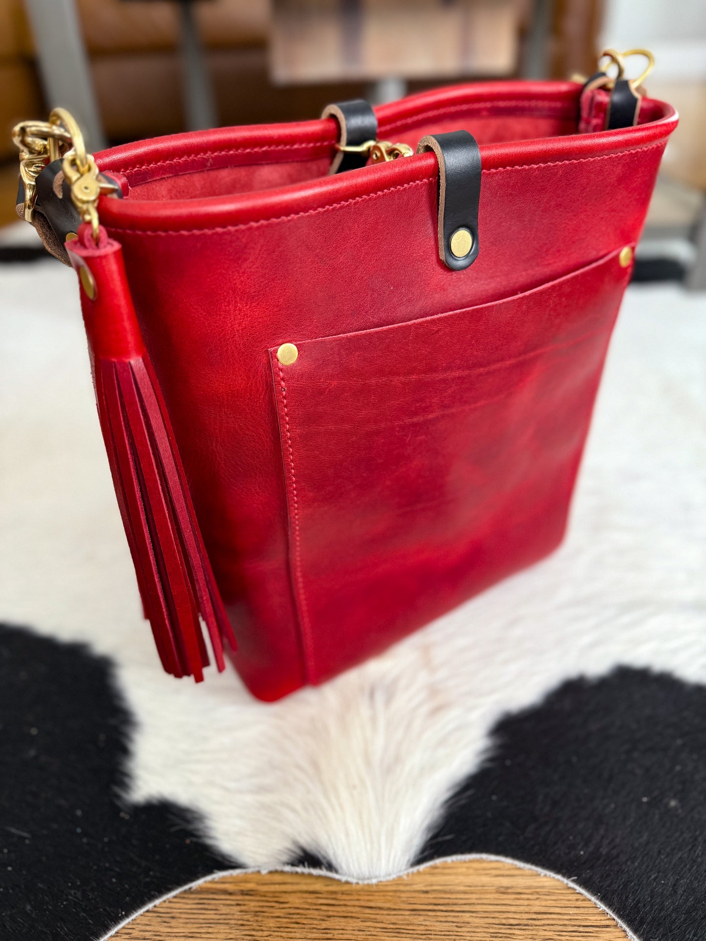 Bennett Bucket in Red Persian Horween Cypress Leather