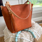 East West Tote in Tawny Full Grain Leather with foot/base