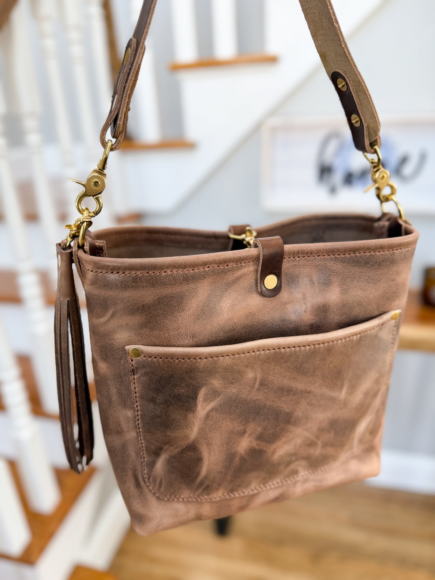 Bennett “shorty” Bucket in Horween Krypto Vetiver Leather