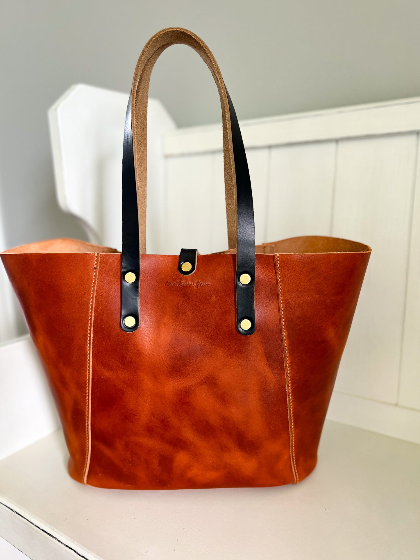 Large Shopper Tote in Horween English Tan Derby Leather