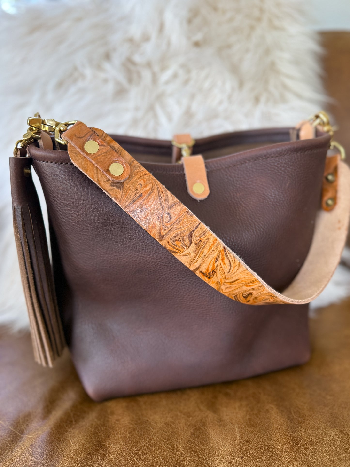 Hobo Bucket Horween Chocolate Full Grain Leather