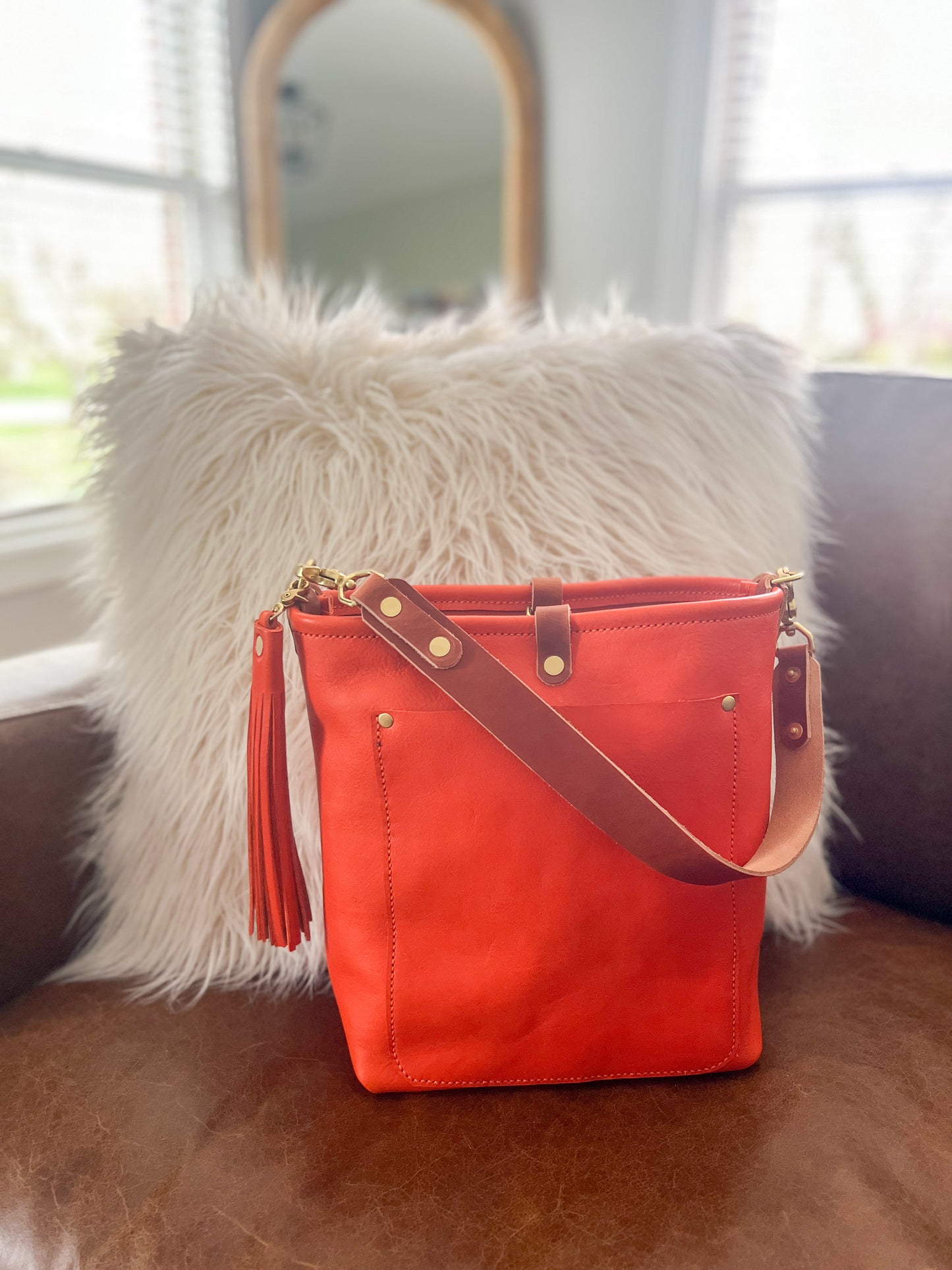 Bennett Bucket in Mandarin Vachetta