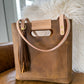 Utility Tote in Tobacco and Vachetta Leather